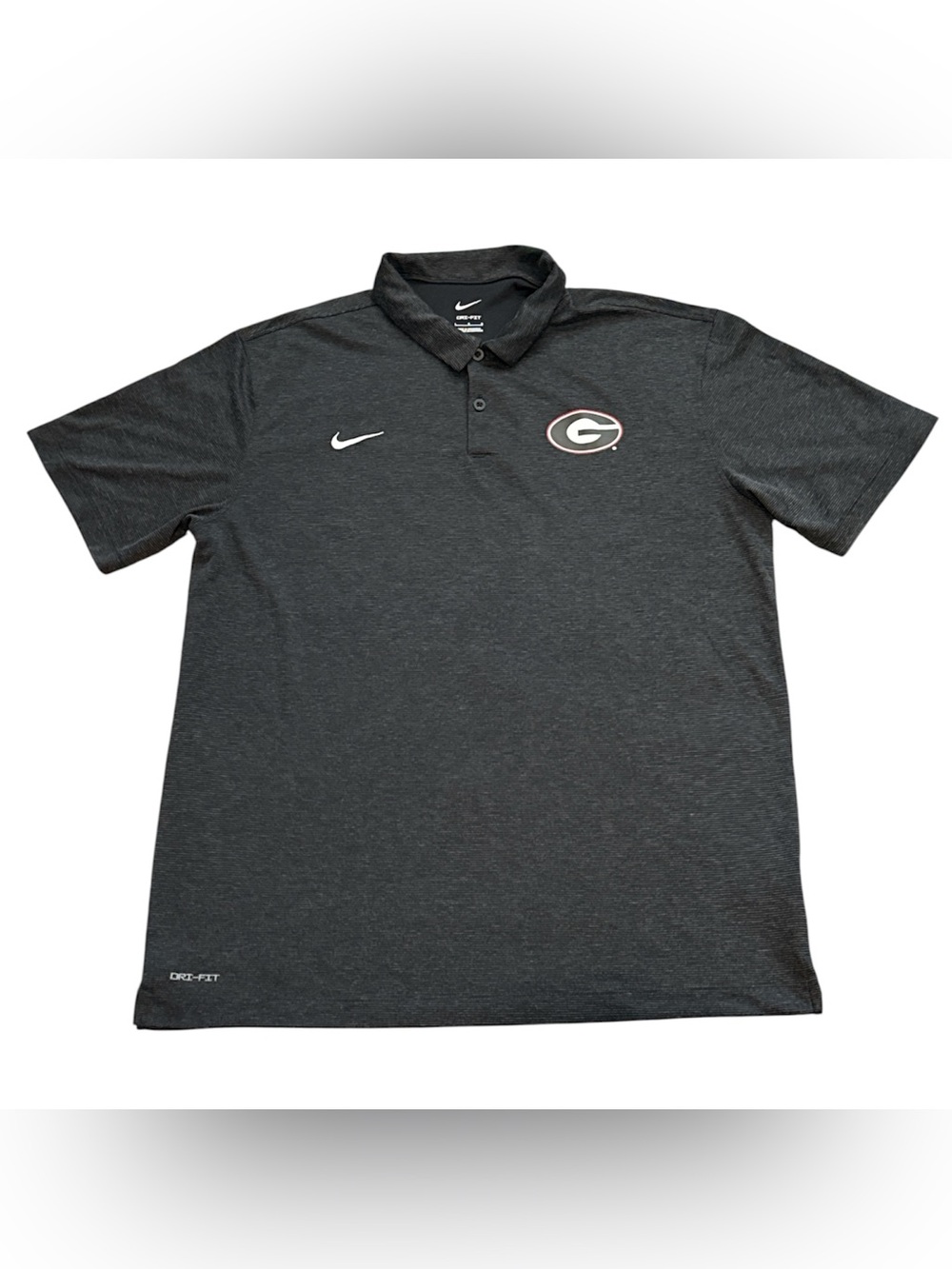 Nike Georgia Bulldogs NCAA Heathered Gray Dri Fit Short Sleeve Polo Shirt Mens L